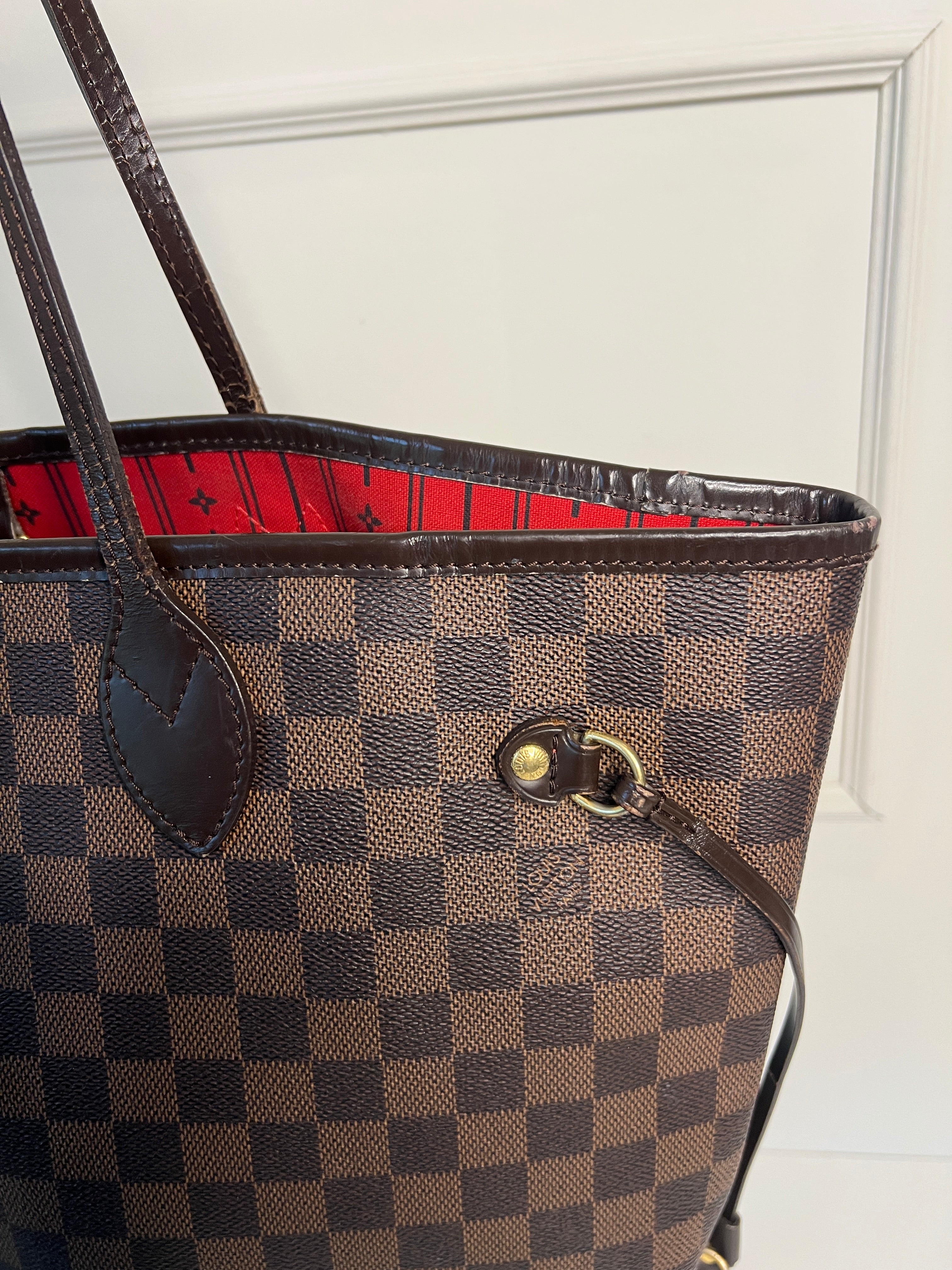 Louis Vuitton Neverfull MM Damier Ebene Canvas Shopper Handtas met pochette