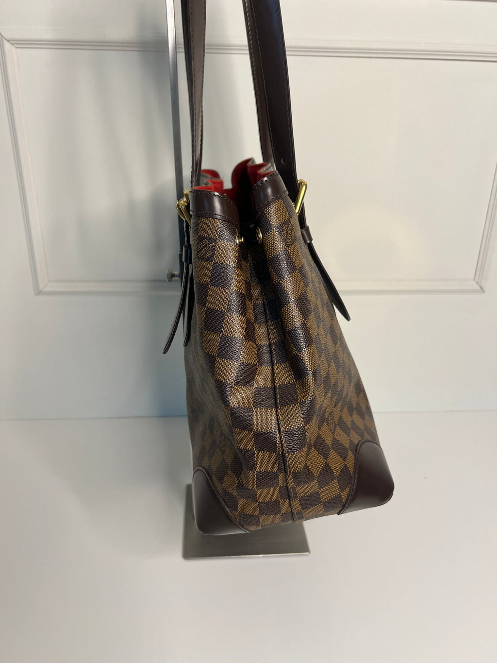 Sac shopping à bandoulière Louis Vuitton Hampstead MM en toile Damier Ebene