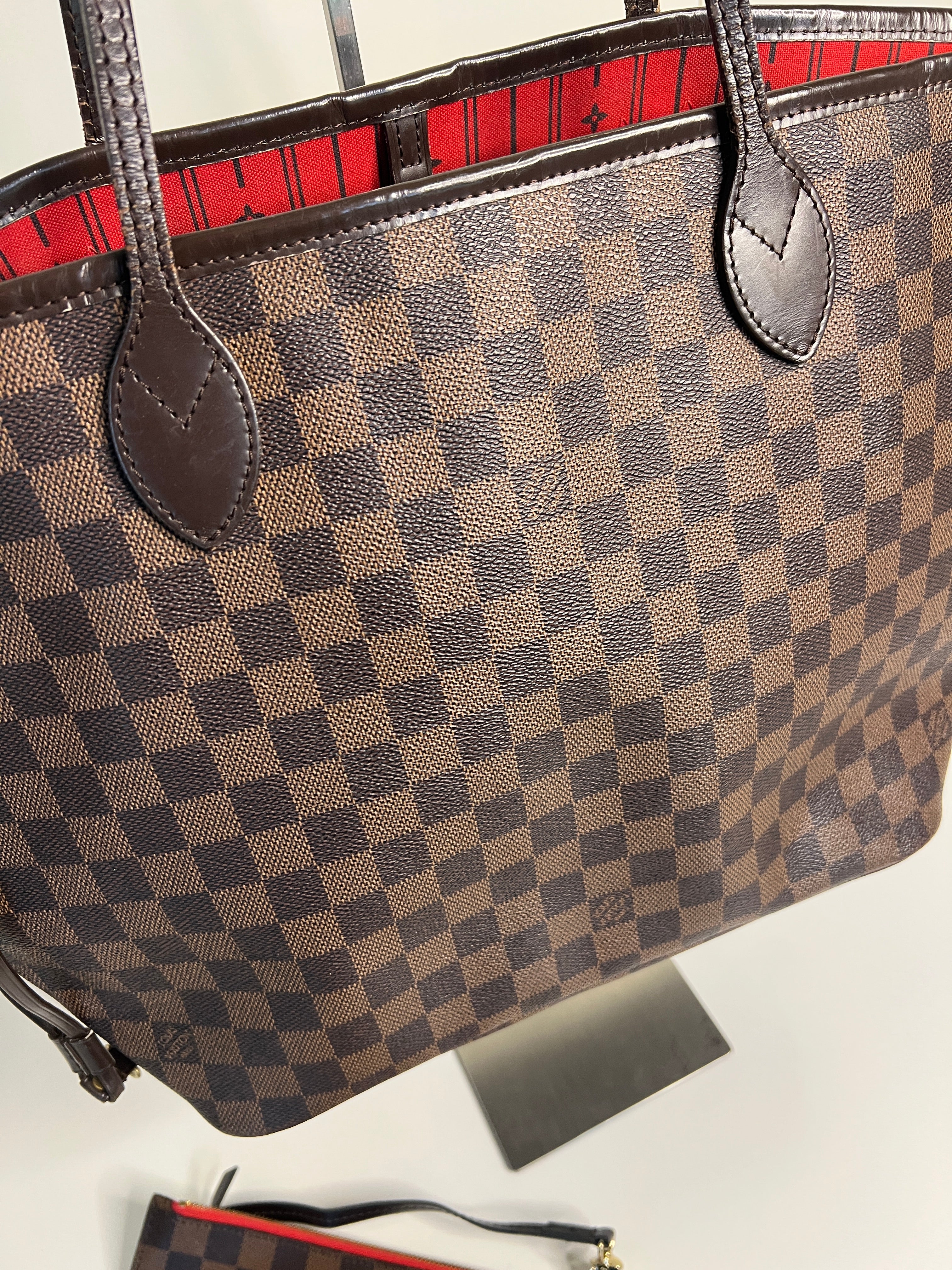 Louis Vuitton Neverfull MM Damier Ebene Canvas Shopper Handtas met pochette