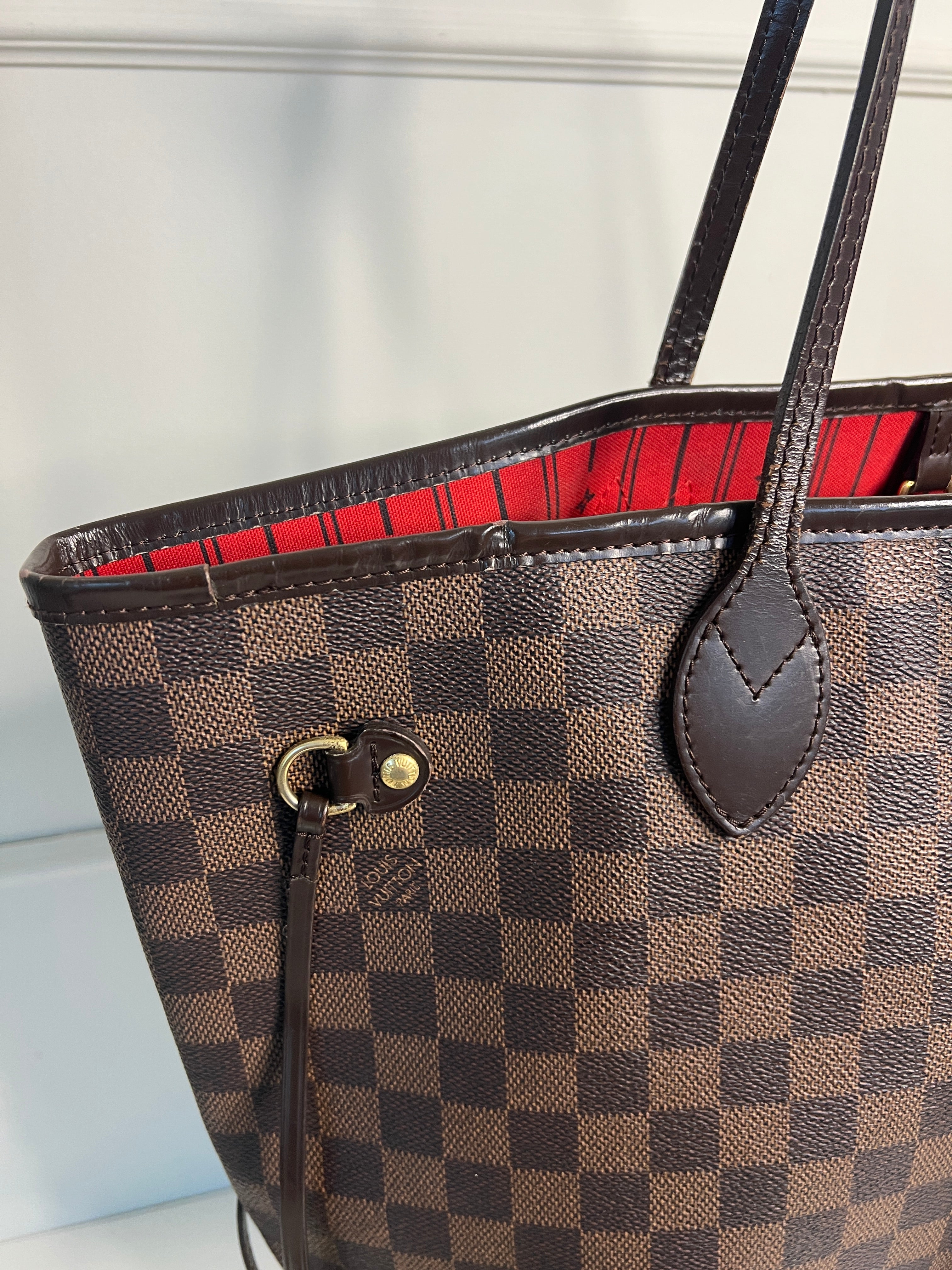 Louis Vuitton Neverfull MM Damier Ebene Canvas Shopper Handtas met pochette