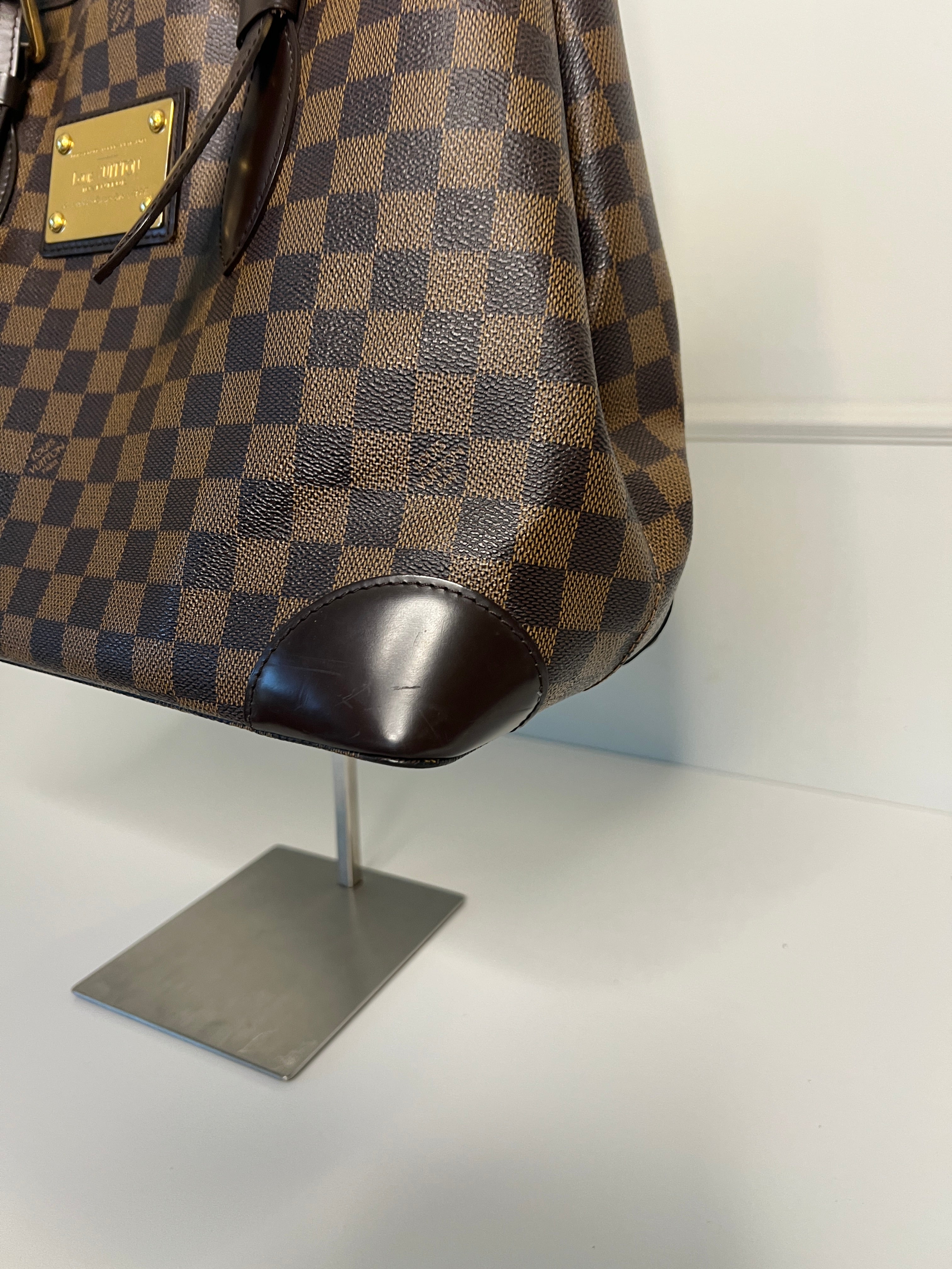 Sac shopping à bandoulière Louis Vuitton Hampstead MM en toile Damier Ebene