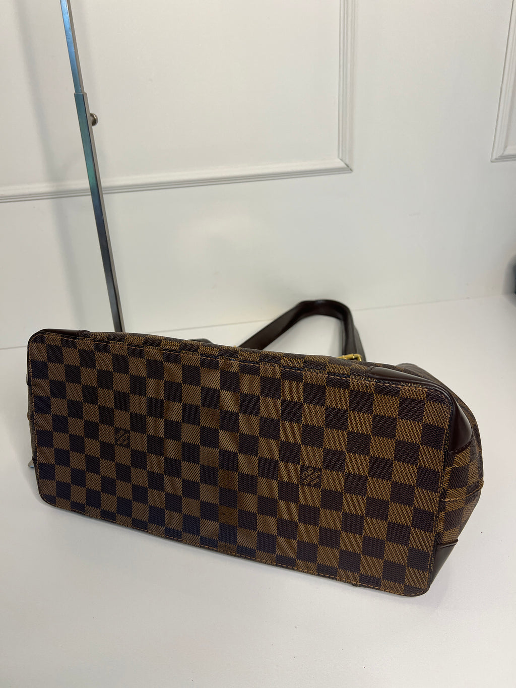 Sac shopping à bandoulière Louis Vuitton Hampstead MM en toile Damier Ebene