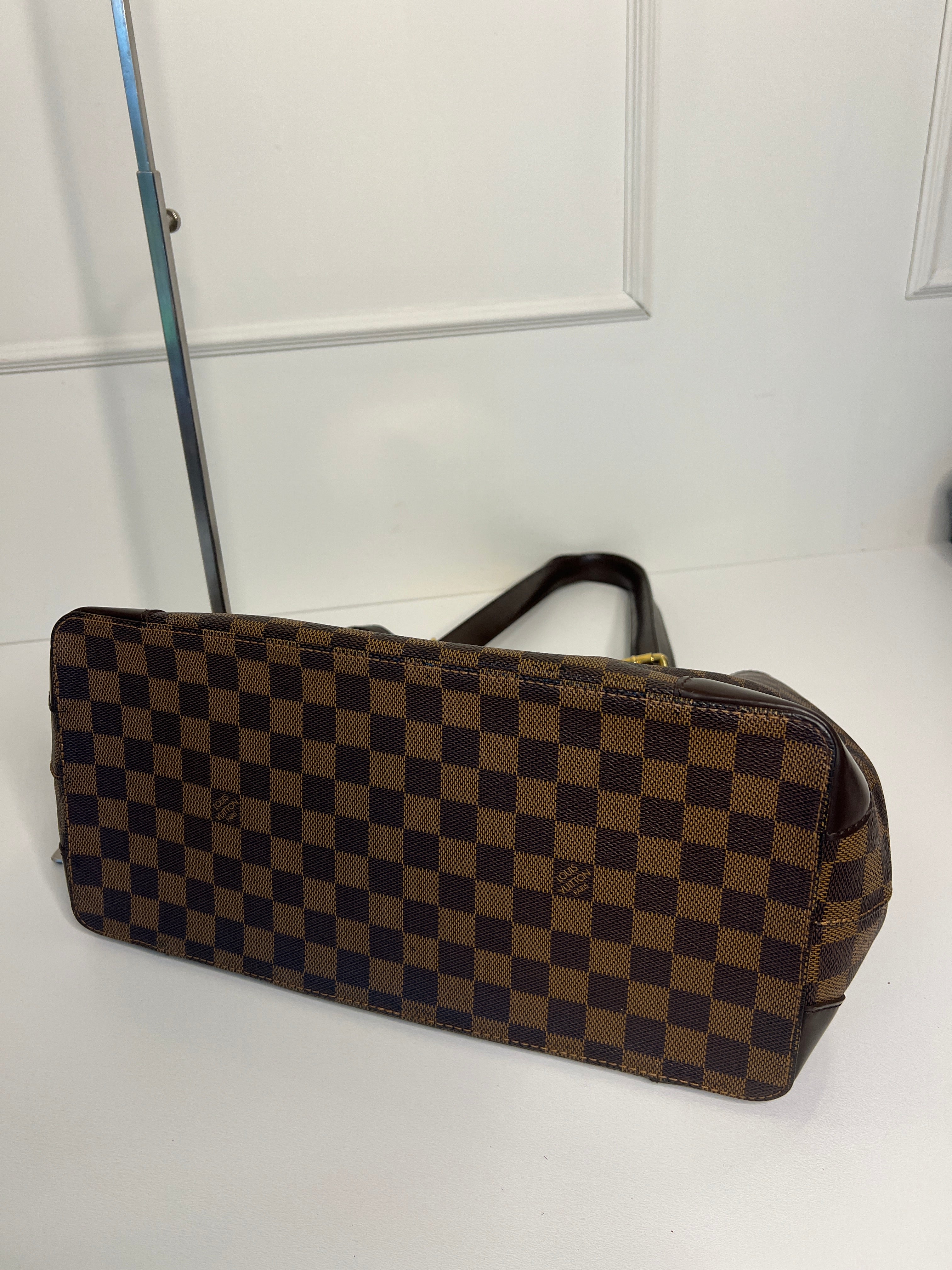 Sac shopping à bandoulière Louis Vuitton Hampstead MM en toile Damier Ebene