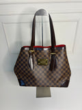 Sac shopping à bandoulière Louis Vuitton Hampstead MM en toile Damier Ebene